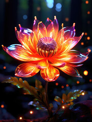 Generative AI beautiful fantasy flower plant with glowing light, luminous and realistic flowers. Each petal emits a mesmerizing, enchanting flower atmosphere magical floral, Gorgeous mystical Floral	