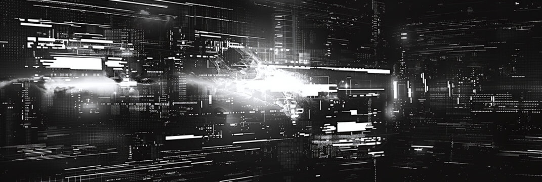 Modern abstract background, backdrop. Perfect for wallpapers, templates, and digital projects. Black and white abstract image with a glitch effect. AIG535