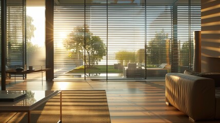 Fototapeta premium An innovative system of solarpowered blinds automatically adjusting to let in the perfect amount of natural light.