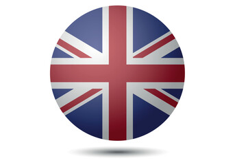 Flag of the United Kingdom. Button flag icon. 3d icon. The circle icon. Vector illustration.