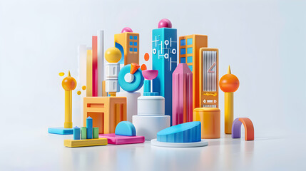 Precision and Innovation in Production Technology   Abstract 3D Flat Icon of Glossy Data Points in Cartoon Style