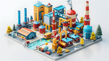 Fototapeta premium Glossy Production Innovation Map Abstract Digital Art Concept with 3D Flat Icon