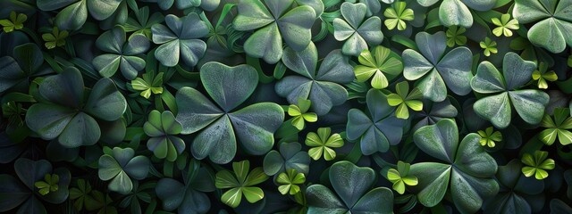 Lush Green Clover Leaves in Sunlight