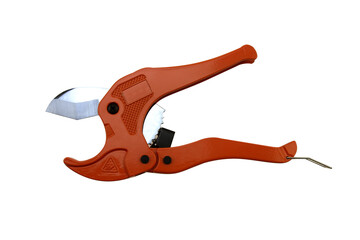 Plastic pipe cutting pliers isolated on white background with clipping path