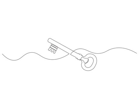 recommend clip art: Continuous one line drawing of key. One line drawing illustration of key. Security concept continuous line art. Editable outline.