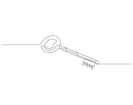 recommend clip art: Continuous one line drawing of key. One line drawing illustration of key. Security concept continuous line art. Editable outline.
