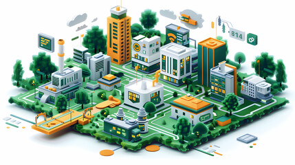 3D Flat Icon: Glossy Project Innovation Map Concept in Abstract Digital Art   Expansive  Innovative Technology in Cartoon Style