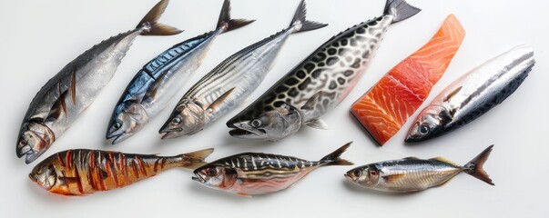 Succulent fatty fish showcasing omega-rich benefits, isolated on pristine backdrop.