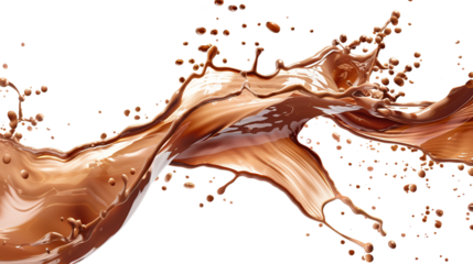 Brown cream coffee liquid swirl splash with little foundation bubbles isolated on white background PNG