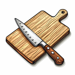 Customizable 3D Flat Knife  Cutting Board Icon for Kitchen Designs   Doodle Line Cartoon Style with Blank Space for Branding