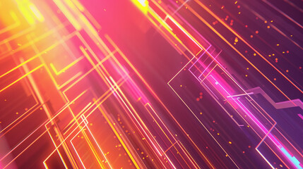 Orange and Pink glowing abstract geometric lines. PowerPoint and Business background.