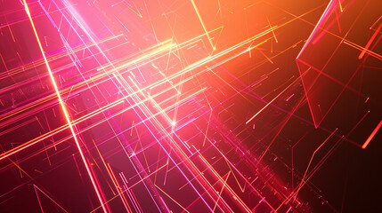 Obraz premium Orange and Pink glowing abstract geometric lines. PowerPoint and Business background.