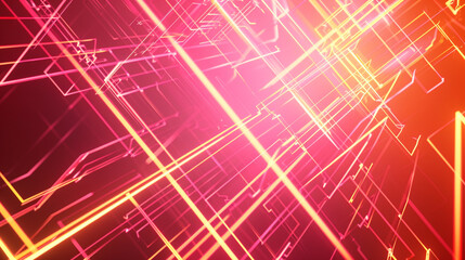 Obraz premium Orange and Pink glowing abstract geometric lines. PowerPoint and Business background.