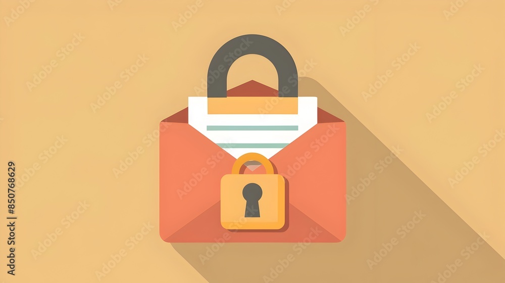 Poster closed red padlock with keyhole symbolizing digital security and data protection