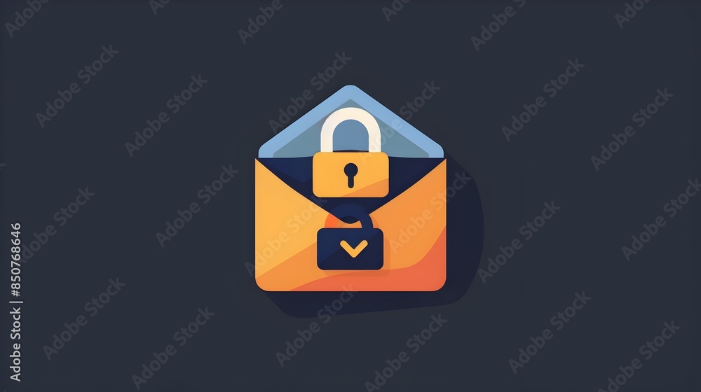 Poster locked envelope icon representing digital privacy and secure communication