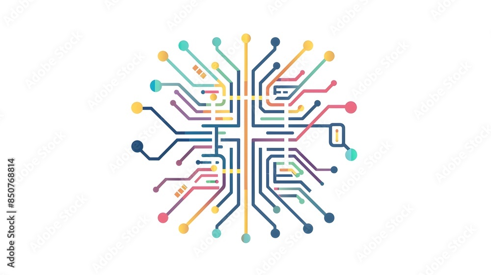Poster futuristic digital circuit board interconnected network system
