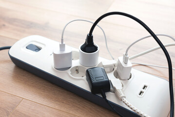 Electric power strip. Multiple devices connected