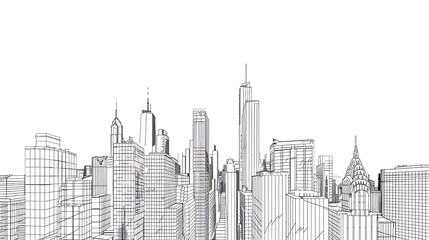 Naklejka premium skyscraper line art, wallpaper, the beauty of the lines of buildings in the middle of the city