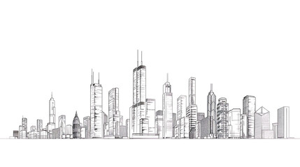 Fototapeta premium skyscraper line art, wallpaper, the beauty of the lines of buildings in the middle of the city