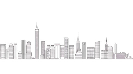 Obraz premium skyscraper line art, wallpaper, the beauty of the lines of buildings in the middle of the city