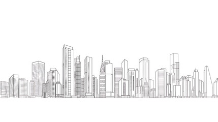 Obraz premium skyscraper line art, wallpaper, the beauty of the lines of buildings in the middle of the city