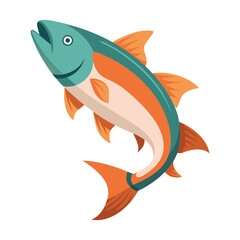 illustration of a salmon fish on white