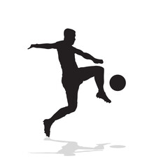 vector soccer player silhouette. player shooting