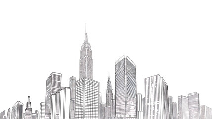 skyscraper line art, wallpaper, the beauty of the lines of buildings in the middle of the city