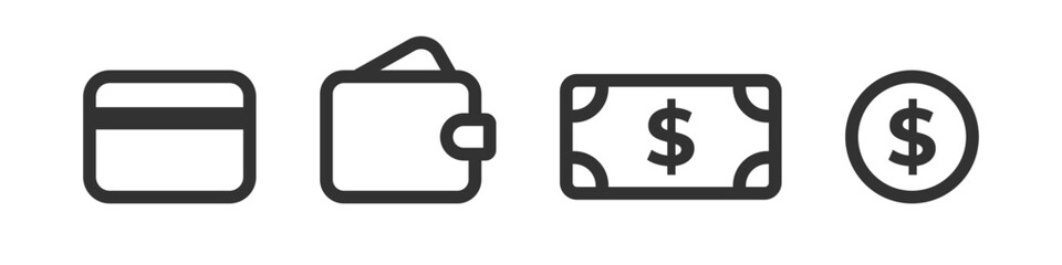 Obraz premium Finance icon. Money, cash, credit card, coin. Bank payment. Dollar sign.