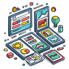 3D Flat Icon: News Dashboard  Digital Media Illustration with Space for Text and Graphics on White Background   Modern Design for Digital Media Management Tools  Online News in D