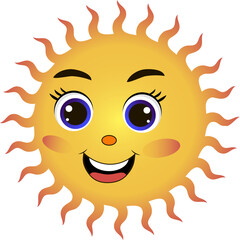 Cute cartoon sun isolated on a white background. Vector illustration 10 eps.