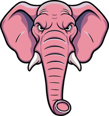 Pink elephant mascot cartoon illustration