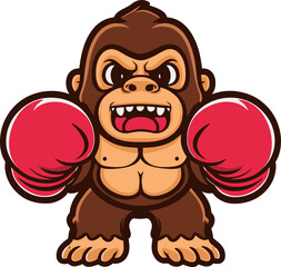 Boxing Gorilla Cartoon Vector Illustration