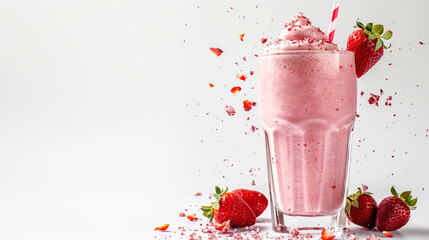 strawberry falling into a glass