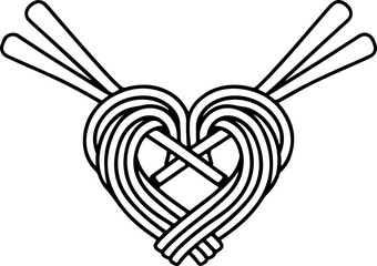 heart shaped noodles vector design with chopstick