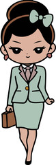  illustration of a cute cartoon businesswoman