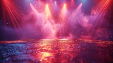 The image captures a dynamic and dramatic light display, simulating a cosmic event with vibrant colors
