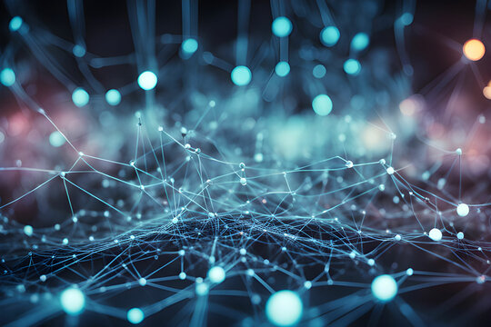 Smart city and big data connection technology concept with digital blue wavy wires with antennas on night megapolis city skyline background, double exposure