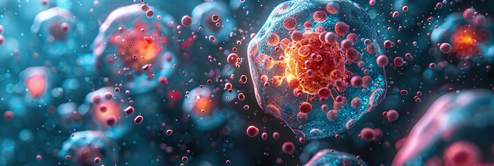 Stem cell research advances our understanding of cellular therapy and regeneration, delving into microscopic views of body cells. Advanced Microscopic Stem Cells Background