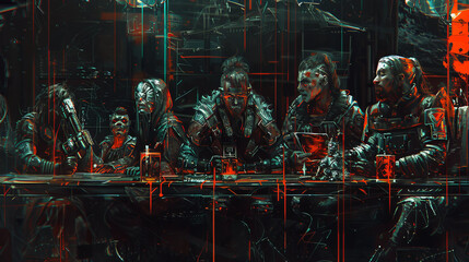 Friends Playing Adventure Tabletop Game in Cozy Basement Gen AI