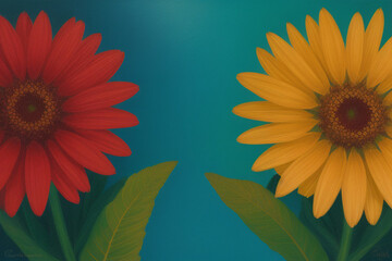 sunflower on blue background