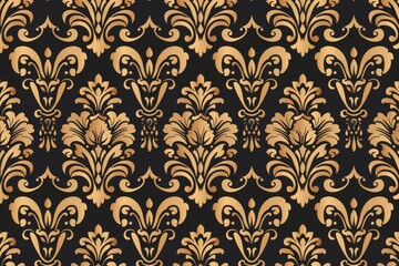 Fototapeta premium Golden Damask Pattern Background