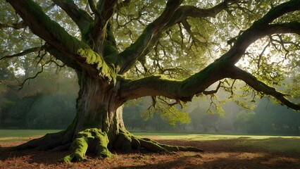 Obraz premium Resilience in Solitude: Capturing the Majestic Presence of a Weathered Dead Tree Amidst Nature's Serenity