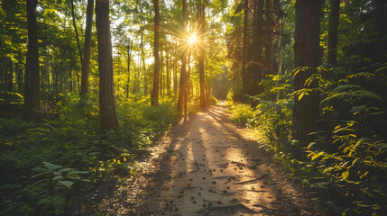 Fototapeta premium peace found in a quiet walk in nature, where wellness encompasses both physical and mental well-being