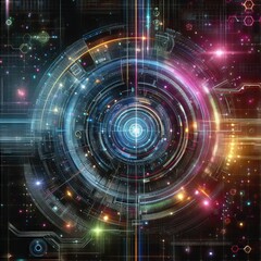 Obraz premium Sci-Fi Urban Design with Neon Lights