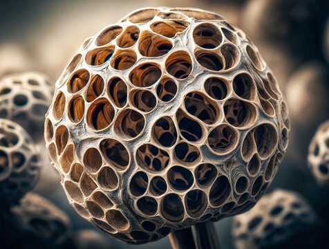 Close-Up of Dried Seed Pod with Holes, evoking Trypophobia