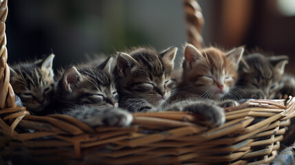 kitten in basket, wallpaper, collection of cute kittens