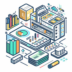 Obraz premium A modern WMS system and warehouse analytics icon design in 3D flat style with space for text and graphics on a white background ideal for illustrating warehouse analytics tools a
