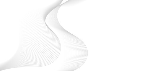 Fototapeta premium Gray and white abstract background with flowing particles. Digital future technology concept. Abstract gray paper wave background and abstract gradient and gray wave curve lines. 