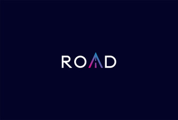 Road Logo, letter A with Road icon combination in text Road typography logo, vector illustration